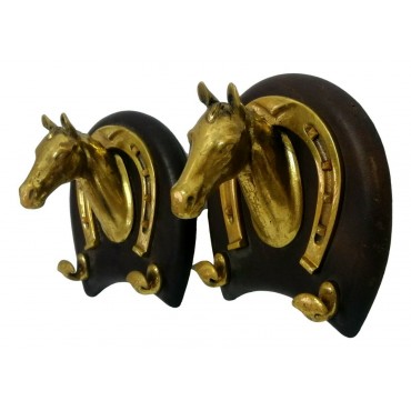 Pair of horse-shaped brass...